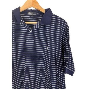 Polo Ralph Lauren Polo Shirt Men's XL Blue Stripe Preppy 90s Pima Cotton Vintage